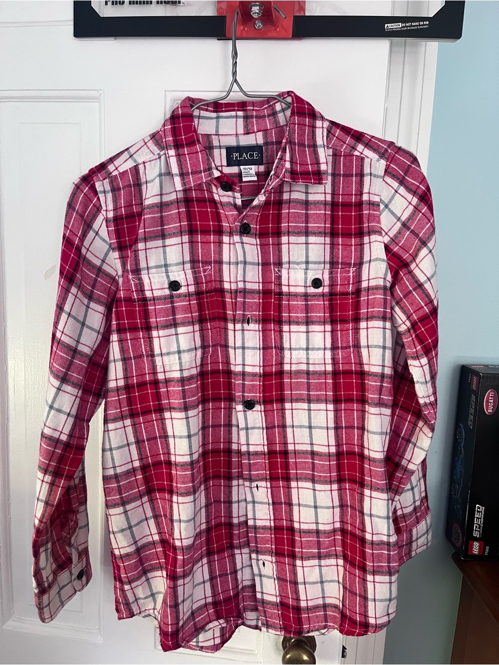 The Children's Place Red and White Plaid Button-Down Shirt
